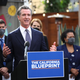 California Gov. Gavin Newsom speaks during a bill signing ceremony at Nido’s Backyard Mexican Restaurant on February 09, 2022, in San Francisco, California.